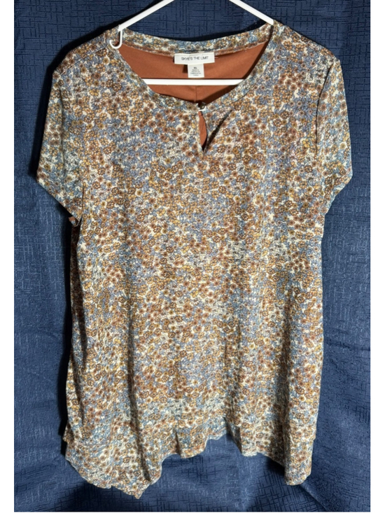 SKYE'S THE LIMIT Tops - Women's SKYE'S THE LIMIT Short Sleeve Tee XL Brown Blue Floral cottagecore y2k